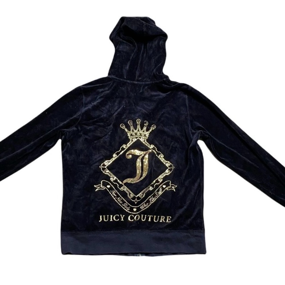 Juicy Couture | VTG Womens Size L Y2K Black Velour Track Jacket